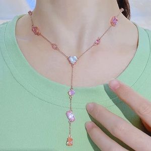 Rose Gold Pink Zircon Candy Necklace
